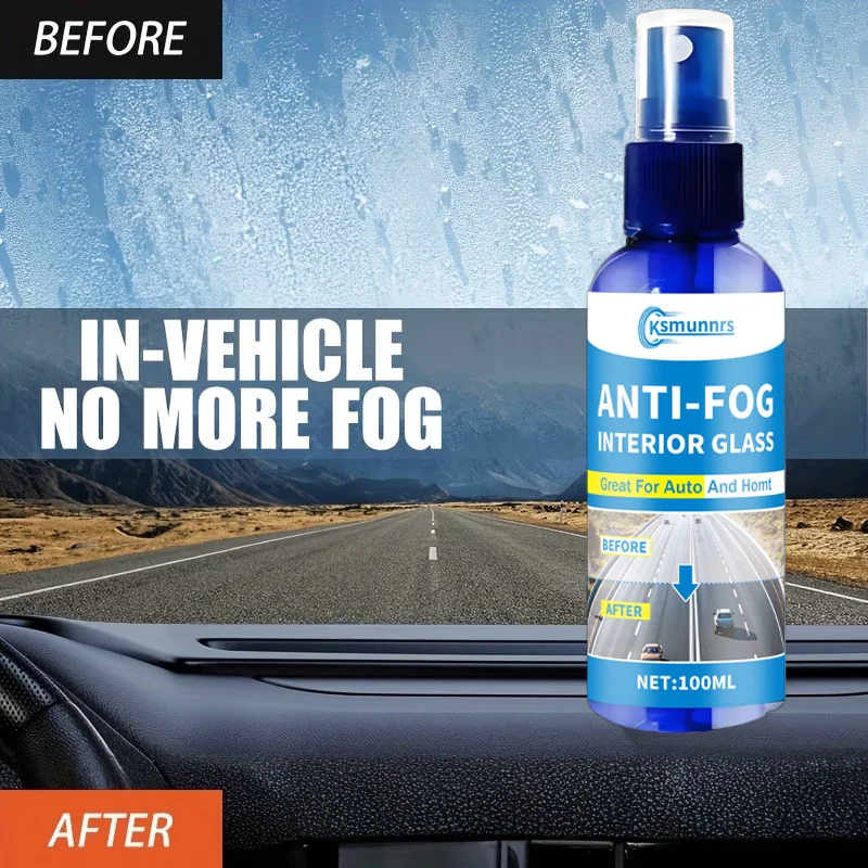 Anti-Fog Glass Spray – Clear Visibility for Car Windows, Windshields, Helmets & Interior Windows, Quick-Drying Hydrophobic Agent