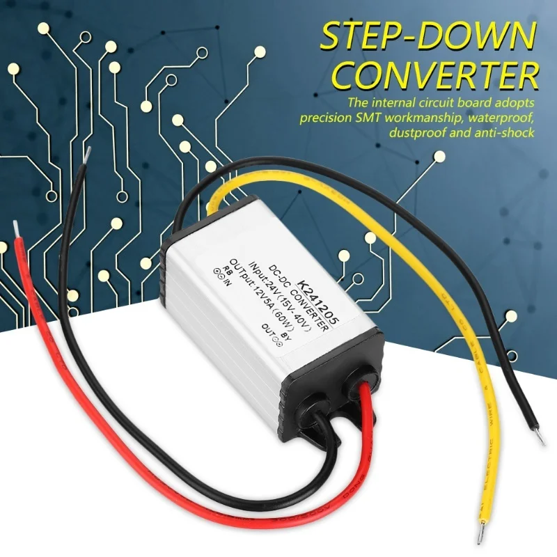 DC-DC Converter 24V To 12V High Efficiency Step Down Power Supply 5A