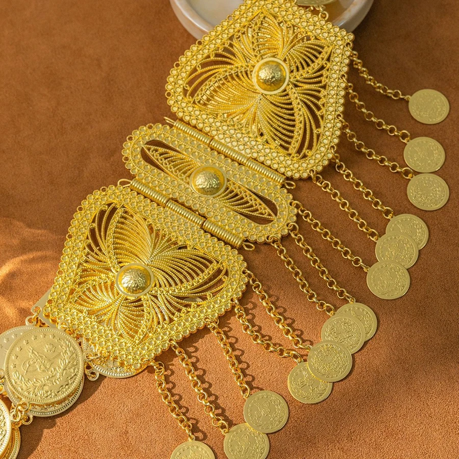 سلسلة خصر نسائية مطلية بالذهب على الطراز العربي في الشرق الأوسط وحزام شرابة لإكسسوارات مهرجان الزفاف #2