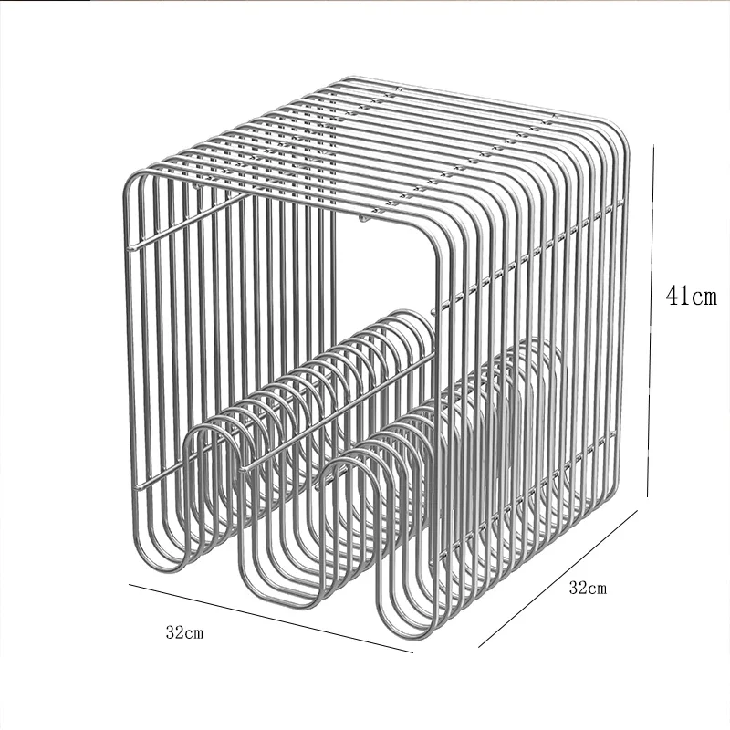 Minimalist Metal End Table with Storage Modern Accent Tables for Sofa Creative Newspaper Display Rack Light Luxury Side Tables - Image 6