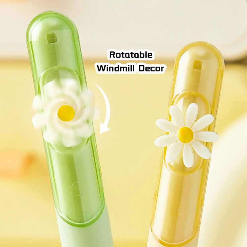 4PCS 0.5mm Black Ink Gel Pen Rotatable Windmill Decor ST Tip Neutral Pen Quick Drying Rotate Using Ballpoint Pen Students