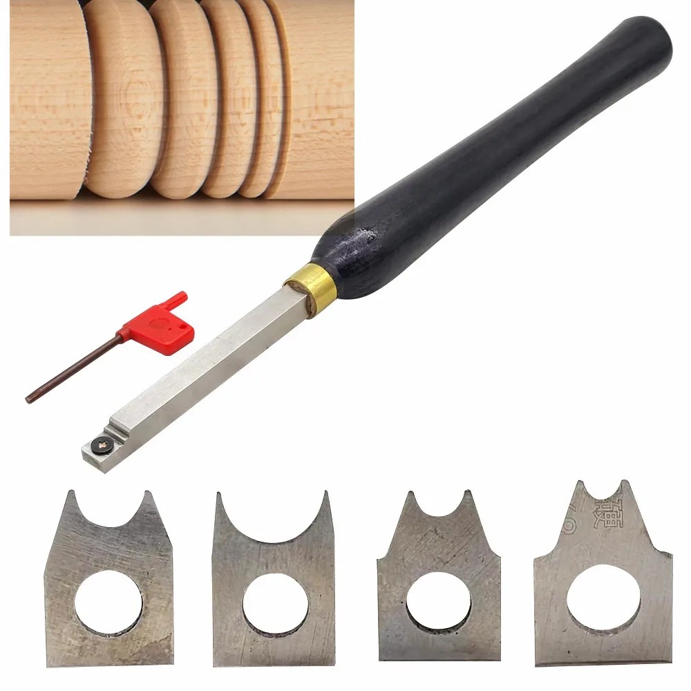 4 pezzi Interchangable HSS Cutter Hollow Woodturning Tool Gouge per mandrini di progetti