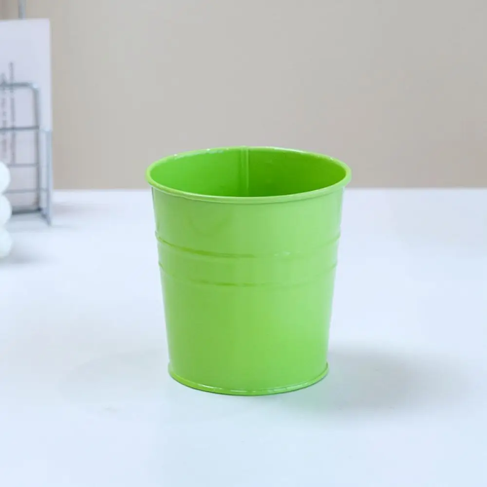 Small Iron Flower Pot Succulent Planter Desktop Decorative Ornament Modern Artistic Flower Container Home Office Style