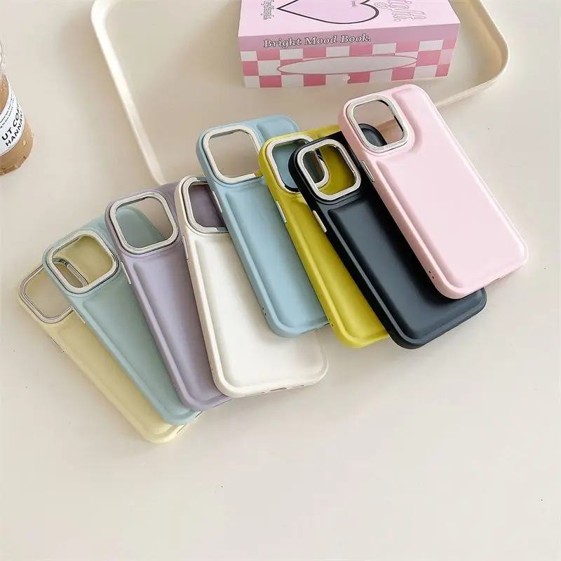 Electroplating airbag simple for iPhone 15Pro case iPhone 14 promax full package 13 anti-drop 12 candy colour 11 protective case