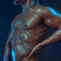 Summer Beach Sexy Rhinestone Bra Body Chain European American Multi layer Long Tassel Necklace Chest Chain Top