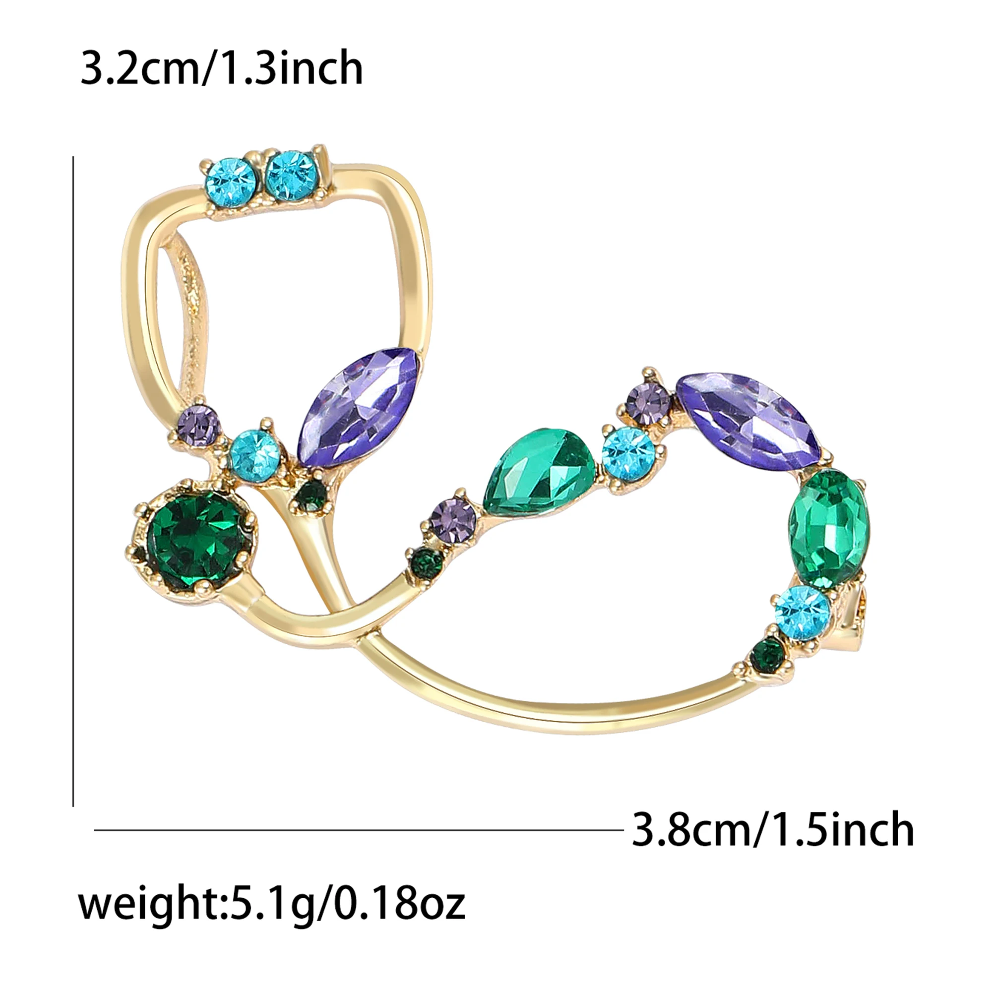 Rhinestone Stethoscope Brooches for Women Unisex Enamel Medical Device Pins Event Party Backpack Decoration Clothes Accessories