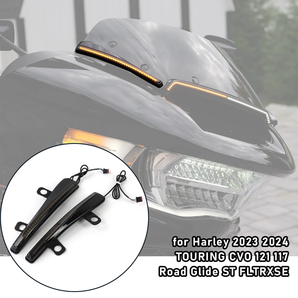 Windshield Decorative LED Driving Lights Include Turn Signals For Harley 2023 2024 TOURING CVO 121 117 Road Glide ST FLTRXSE