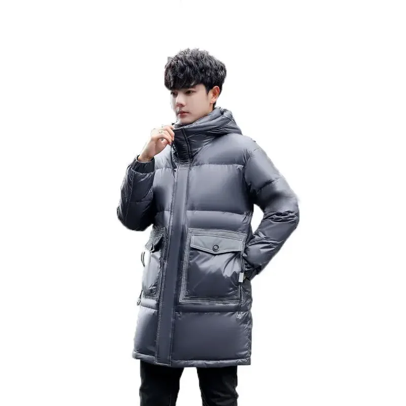 New Men Down Jacket Winter Thick Coat  Mid Length Version Parkas Given To Philandering Outwear Warm Loose Hooded Overcoat