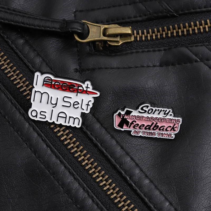 Self Acceptance Pin I accept myself as I am Brooch Boundary Setting No Feedback Accessory for Daily Wear Mental Health Style