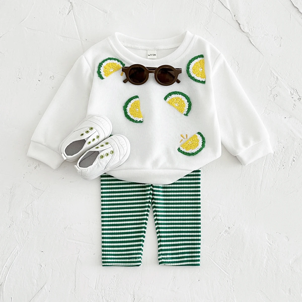 Baby Clothes Fall 2Pcs Lemon Embroidery Casual Tops Sweater + Loose Trouser Kids Clothing Outfits Toddler Newborn Baby Boy Girl