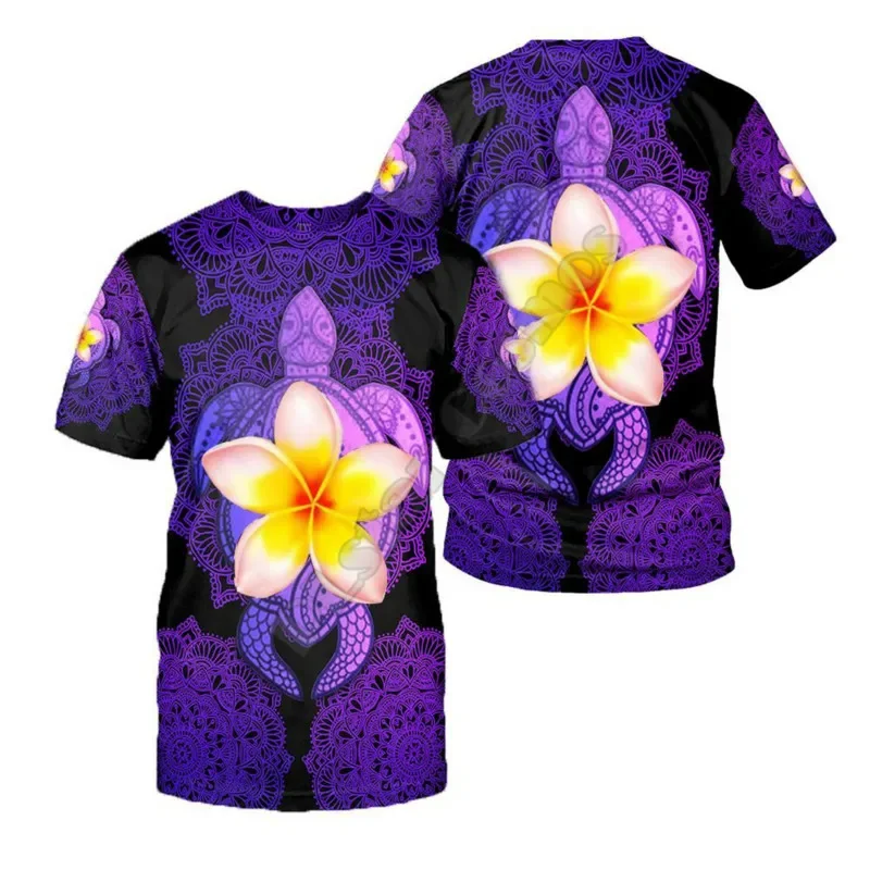 Hibiscus Turtle Printed Harajuku Clothes Men's Women's 3D Printed T-shirt Short Sleeve Comfortable New Trends in 2021