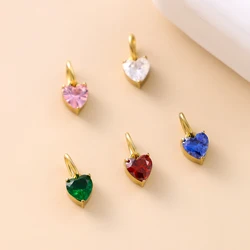Stainless Steel High Quality 6mm CZ Heart Charms 14K Gold Plated Zircon Heart Pendant For DIY Jewelry Accessories