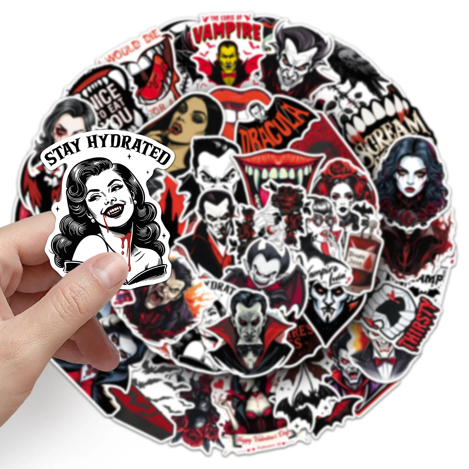 50 Pcs Cartoon Vampire Stickers Halloween Decoration For Car Stationery Phone