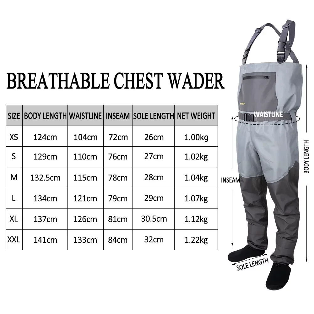 Goture Chest Waders S M L XL XXL Fishing Waders 3-Ply Nylon 100% Waterproof Hunting Fly Fishing Waders for Men and Women