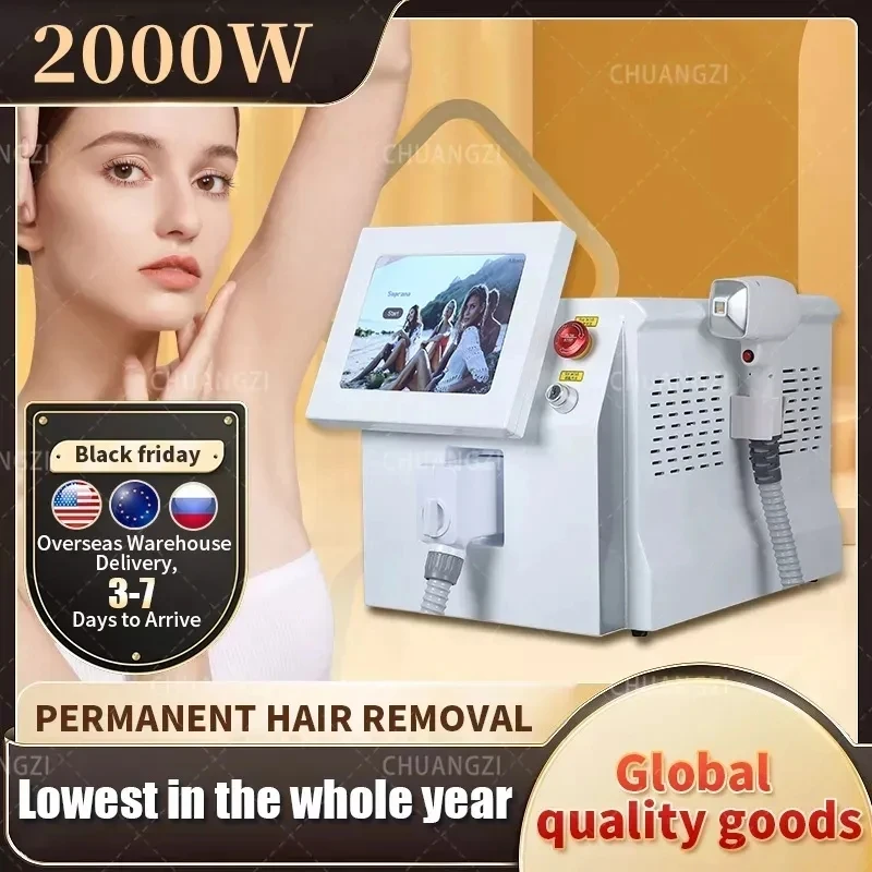 

2024 Best Selling Portable Epilator2000W 3 Wavelength Diode 808nmDiode Laser Permanent Hair RemovaProfessional Equipment