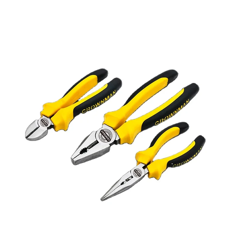 CROWNMAN Holding Tools Promotional 3 PCS Carbon Steel German Combination Plier Cutting Plier Long nose Pliers Set