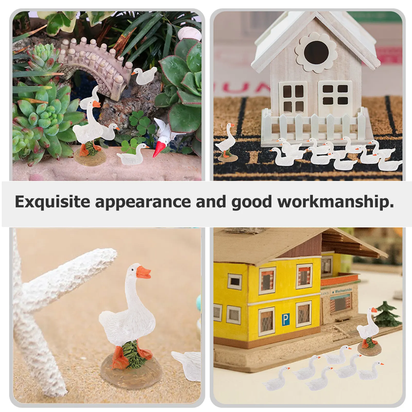 26Pcs Cute Resin Duck Ornament Compact Decorative Mini Figure for Home Garden Balcony Desktop Scene Layout Landscape Accessories