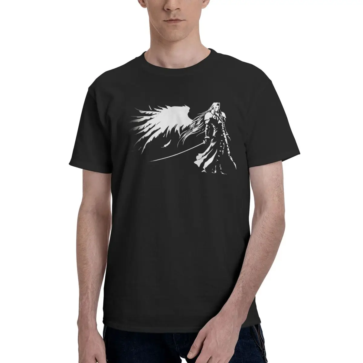 Men Neon Sephiroth Final Fantasy Retro T Shirt Vintage Cotton Men Clothing