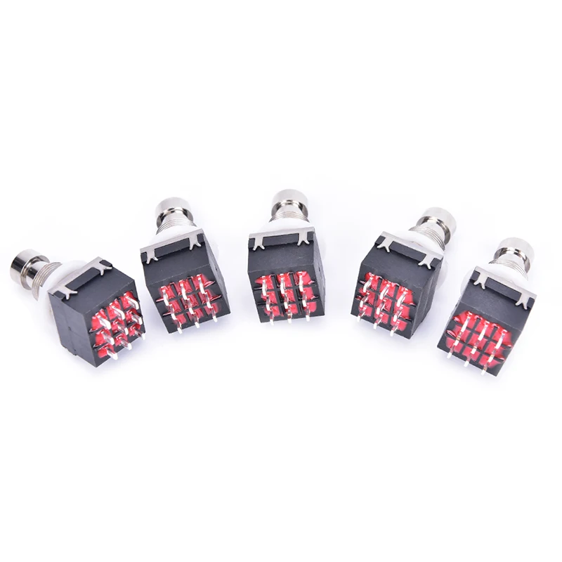 5 pcs 3PDT 9-Pin Guitar Effects Stomp Switch Pedal Box Foot Metal True Bypass