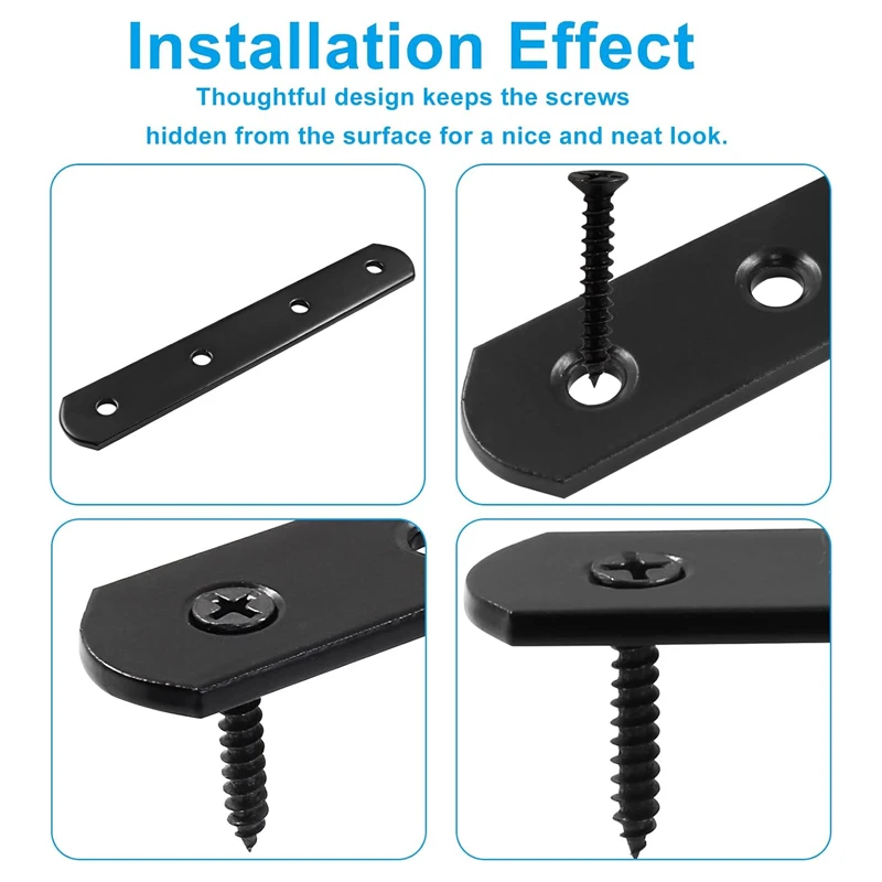 6/ 12 قطعة، دعامة مستقيمة 5 بوصة، دعامة إصلاح مسطحة من الفولاذ المقاوم للصدأ، لوحة موصل سوداء مع براغي تثبيت، 127 × 18.5 مم #4