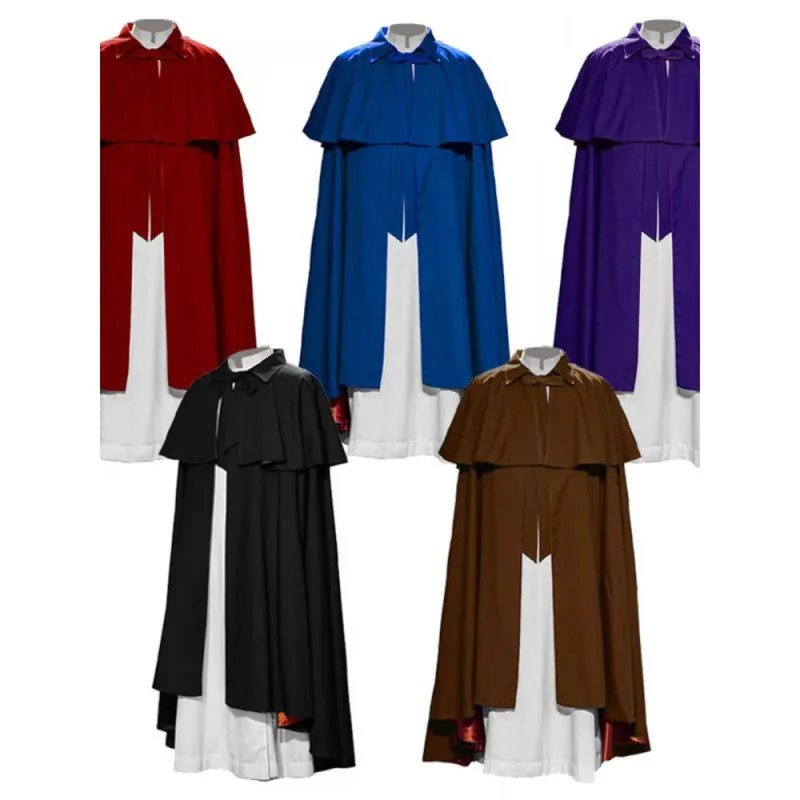 

5-й цветная накидка в стиле аниме, средневековая накидка King Guard для мужчин, костюм рыцаря в стиле Ренессанс, костюм священника, плащ до щиколотки, наряд на Хэллоуин