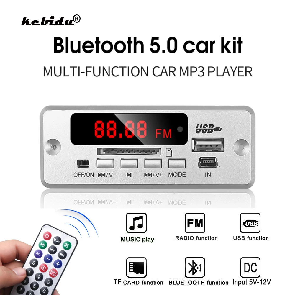 Color Screen MP3 Decoder Board Module BT 5.0 Stereo Wireless USB MP3 Player TF Card Slot/USB/FM/Remote For Car Speaker Phone New