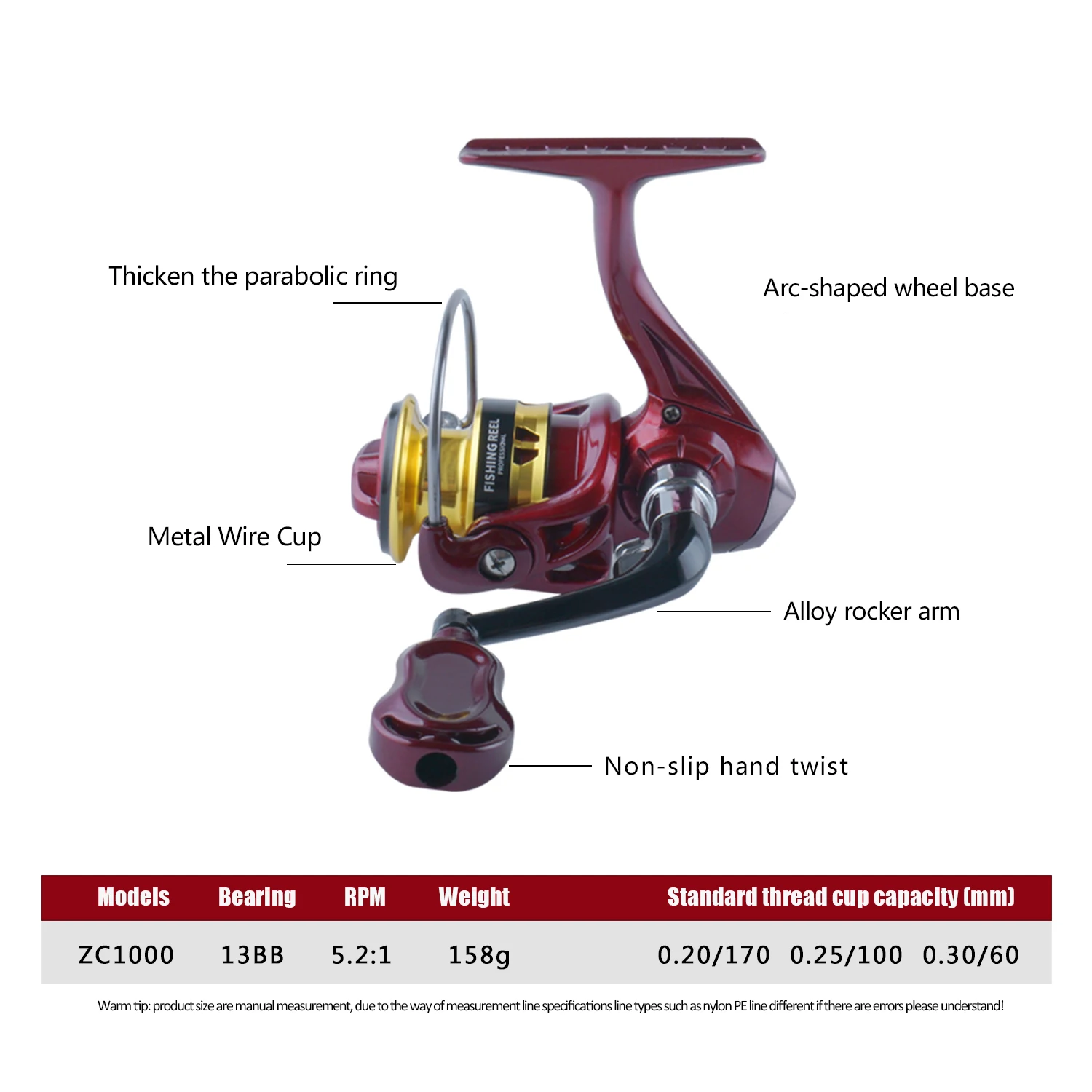 Huidiao Fishing Reel Spinning 1000Series Metal Spool Spinning Wheel For Sea Fishing Carp Fishing Coil Spinning Fishing Reel