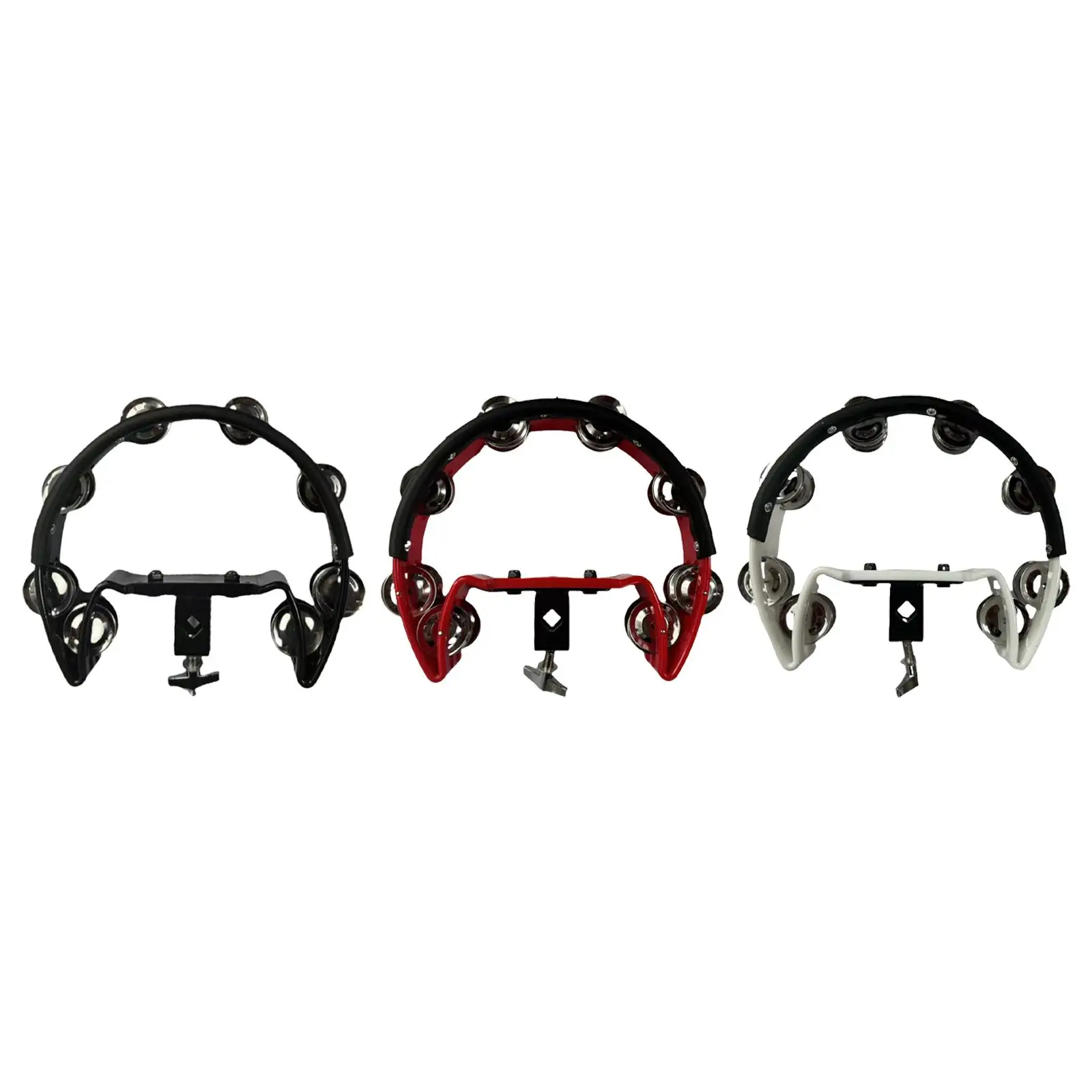 Hi Hat Tambourine Stainless Steel Single Row Bells Music Rhythm Tambourine for Drum Kits Enthusiasts Ensemble Kids Concert Party