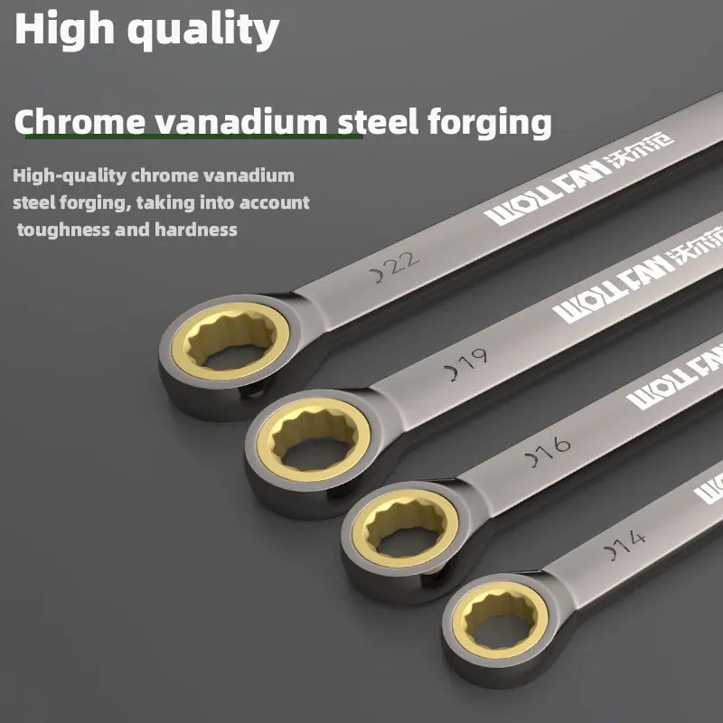 Double Ratchet Wrench Chrome Vanadium Steel Car Repair Spanner Metric Ring Double Head Ratcheting Key CR-V Combination Wrenches