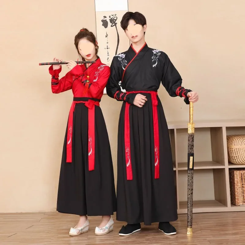 فنون الدفاع عن النفس نمط Hanfu الرجال والنساء الخصر طول الياقة الملابس الصينية التقليدية للطلاب الأزواج ارتداء اليومي آل #4