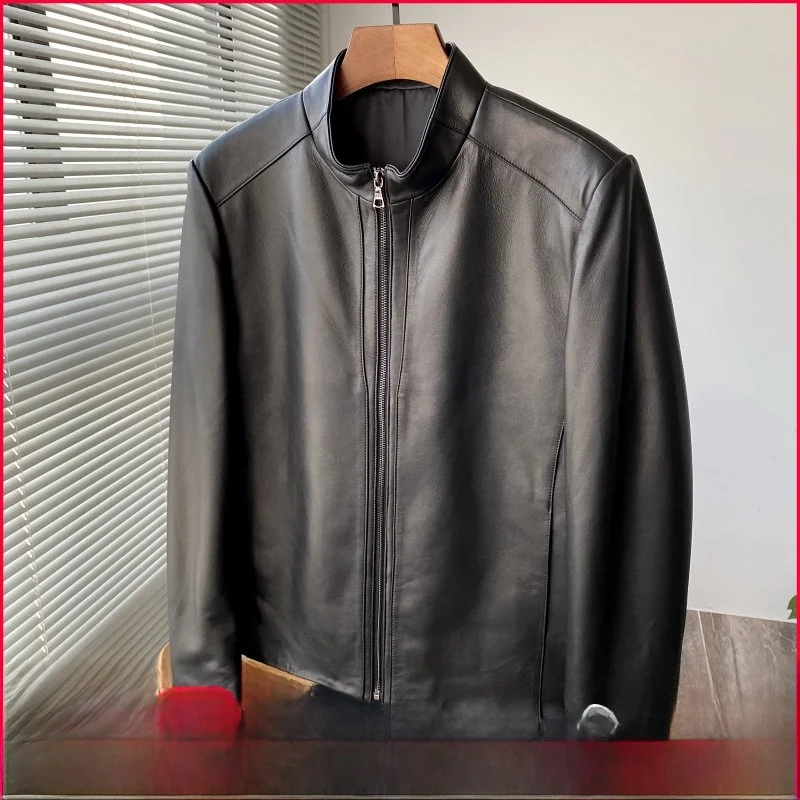 

Мужская повседневная куртка премиум-класса из овчины с застежкой-молнией на молнии, повседневное однотонное пальто на весну, осень и зиму