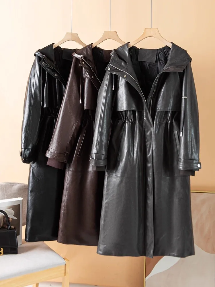 Outono inverno feminino para baixo casaco grosso quente com capuz puffer jaqueta zíperes escritório senhoras moda elegante meados de comprimento festa outerwear