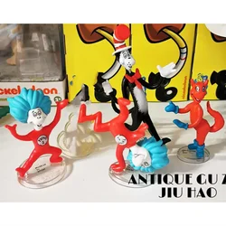 4pcs 9cm Cartoon the cat in hat action figure Doll hard PVC collection Dr Seuss model toy