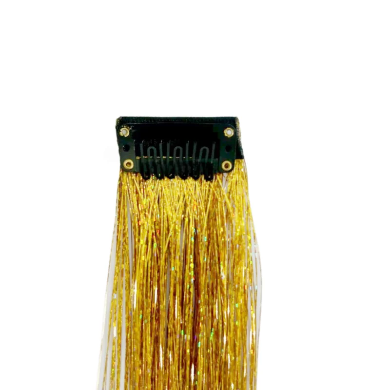 Satu Set Benang Rambut Metalik dengan Jepit Rambut Mengkilap Termasuk 5 Ekstensi Rambut Berwarna Bersinar Sintetis Cocok untuk Pesta