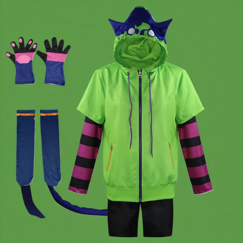 

Anime Chinen Miya Costume Green Hooded Sweatshirt Coat Set Sports Clothes Role Play Outfit for Men Boys Halloween Carnival Party