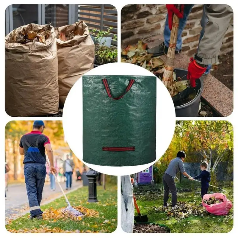 Aug. 300L Garden Waste Bag Large Capacity Garden Bag Reusable Waterproof Leaf Sack Weed Trash Can Container For Yard Lawn