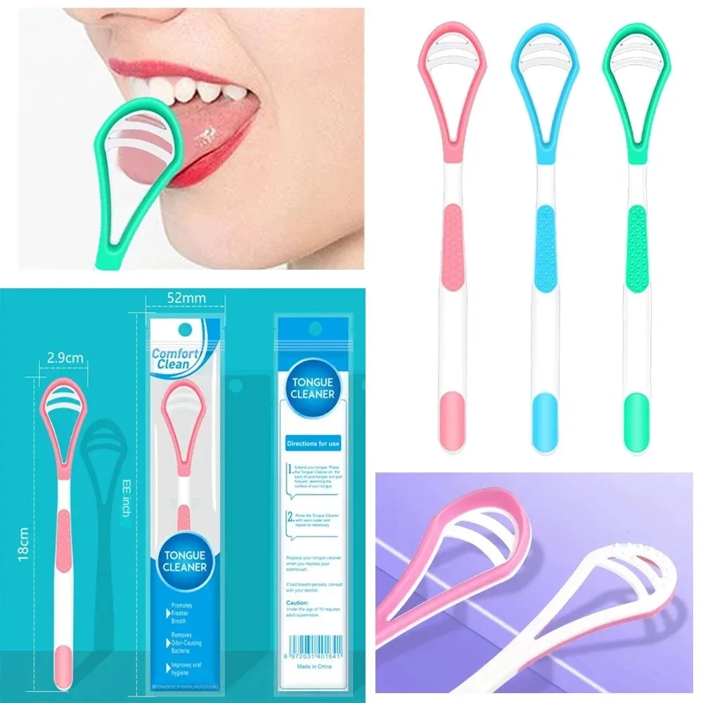 Premium Tongue Scraper for Bad Breath Removal Reusable Soft Bristle Tongue Cleaner Brush Oral Care Hygiene Tool