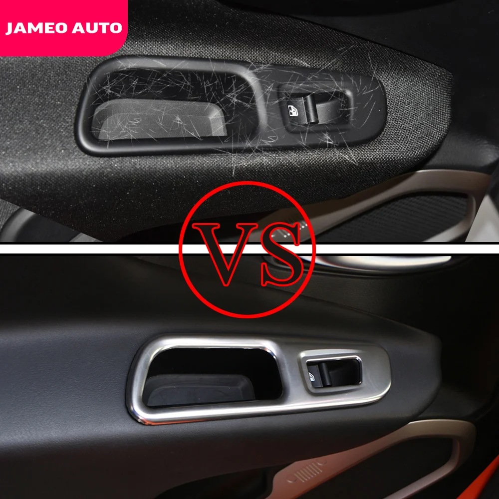 Accessories Fit for Jeep Renegade LHD 2015 - 2022 Car Door Window Switch Cover Lifter Button Trim Decoration Cover Ring Sticker