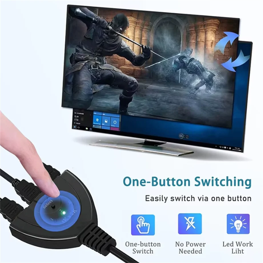 Rozdzielacz HDTV 4K 3 wejścia 1 wyjście 3-portowy przełącznik HD Wybieracz Kabla HD Obsługuje Full HD 4K 1080P Odtwarzacz 3D Konsola do gier HDTV PS4