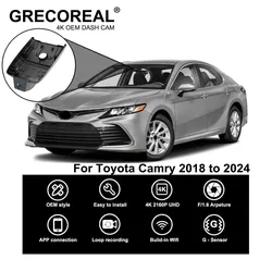 GRECOREAL 4K Dash Cam Front and Rear 2160P WiFi Car Dual Dashcam APP Control Easy Install Plug Play Compatible with Toyota Camry