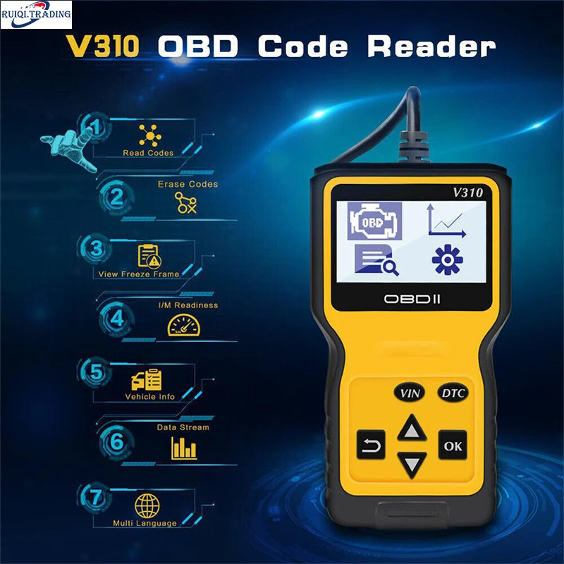 

V310 OBD2 Car Scanner Universal Engine Fault Diagnostic Tool Read/Clear Fault Scan Tool Engine Fault for All OBD II Protocol