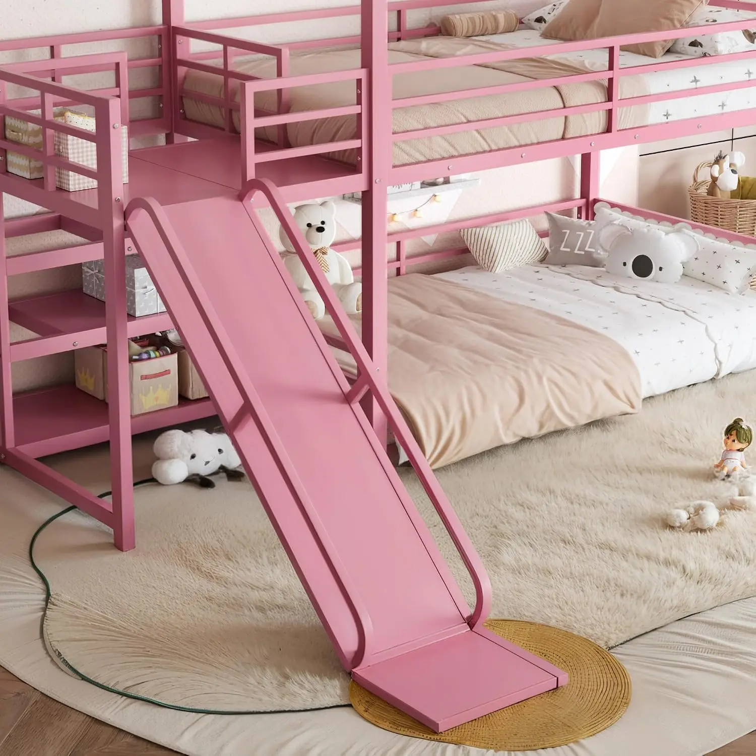 スライド付き二段ベッド、収納付き階段、頑丈なハウス型金属製ベ - Bunk Bed With Stairs And Slide のレビューと価格