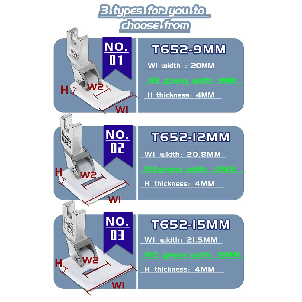 TZ1 B652 9MM 12MM 15MM Plastic T652 Bottom For Brother Zigzag Industrial Sewing Machine Presser Foot