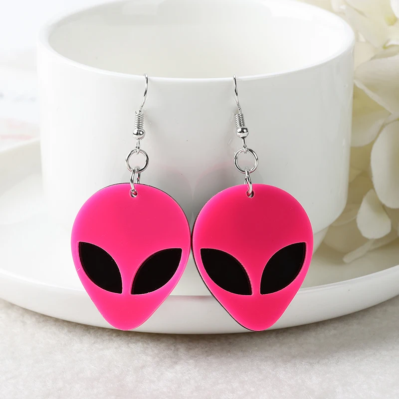 1Pair UFO Woman Dangle Earrings Acrylic Drop Earrings for Girl Birthday Gift