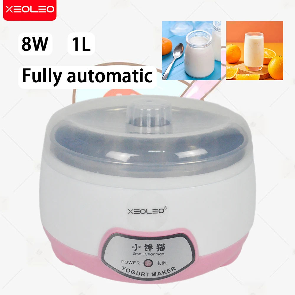 Xeoleo mini joghurt hersteller 1l automatische joghurt machen maschine geschenk & diy joghurt werkzeuge küchengeräte edelstahl tank rosa