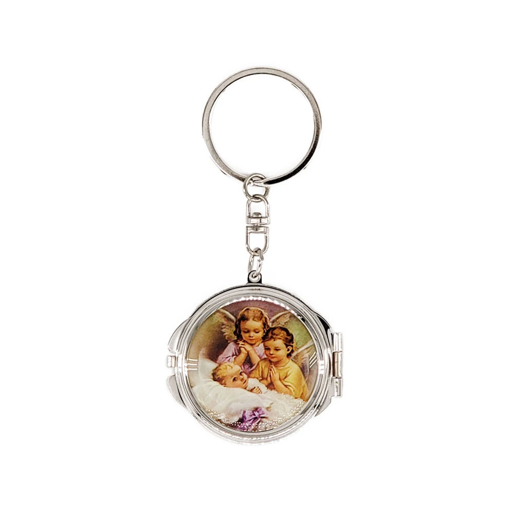 

Baptism Favor Mini Baby Angels Design Compact Mirror Key Ring Christening Recuerdos Bautizo