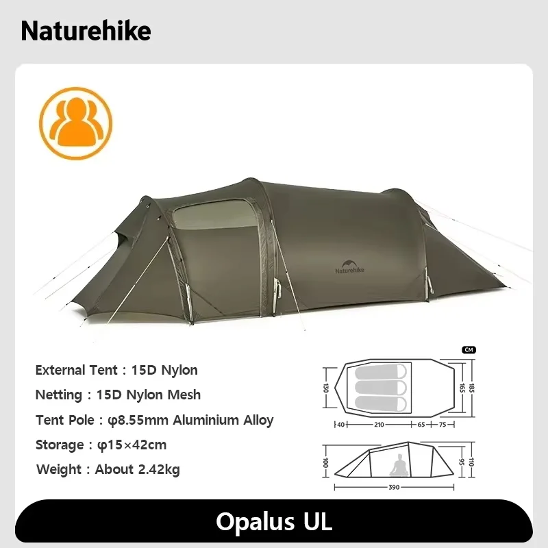 Naturehike Opalus 2 3 4 tent 2 3 4-persoons wandeltent 4-seizoent Ultralichte familiereistent 20D waterdichte kampeertent