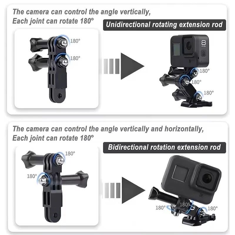 Adjust Extension Arm Rod Adapter Mount for GoPro Hero 13 12 11 10 9 8 7 Insta360 Luna Ultra DJI OSMO Action Camera Accessories