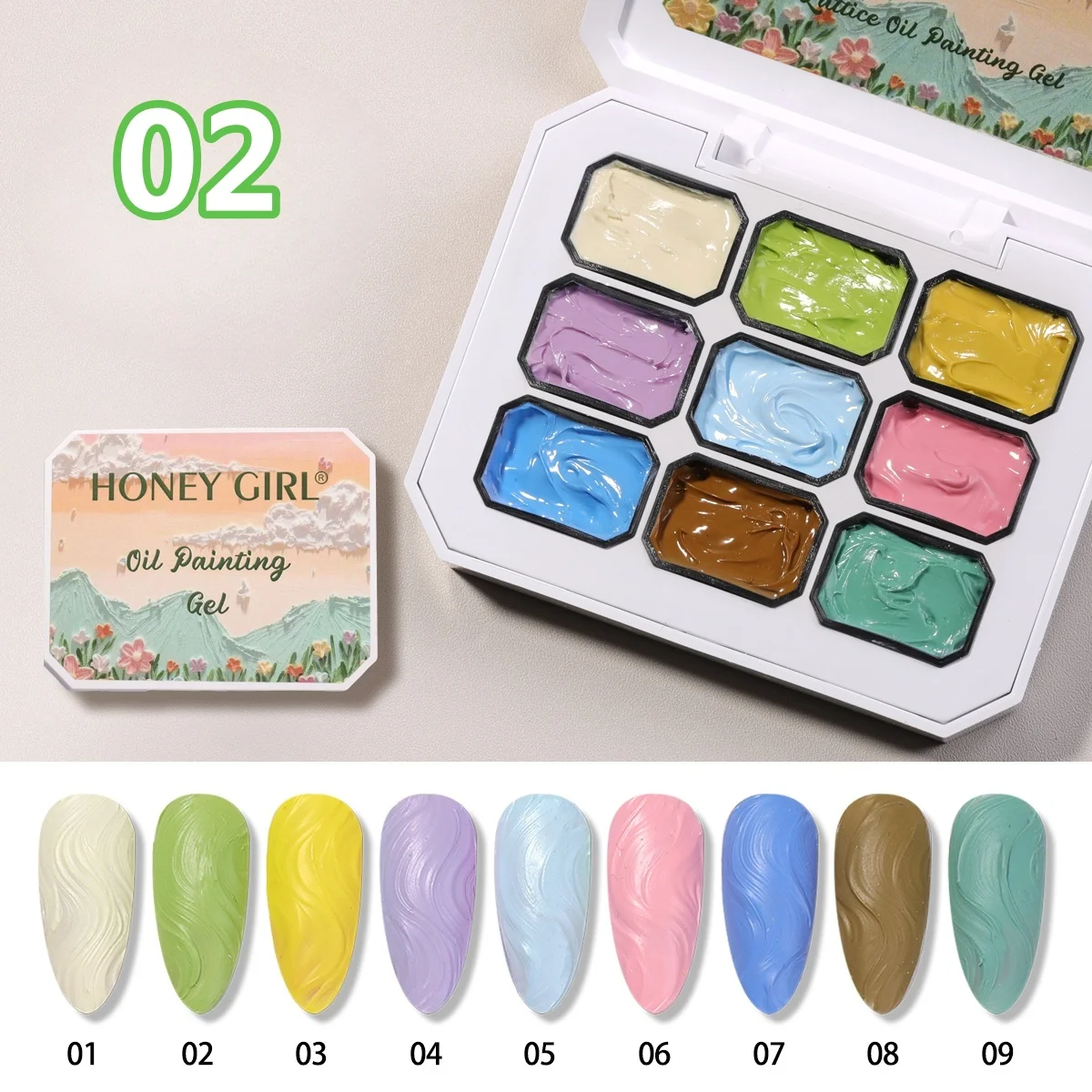 9-Color  Macaron Series Oil Painting Gel, Nail Art Gel, Shiny Bright Colors, High-Saturation Cream Texture Strong Gel, Durable