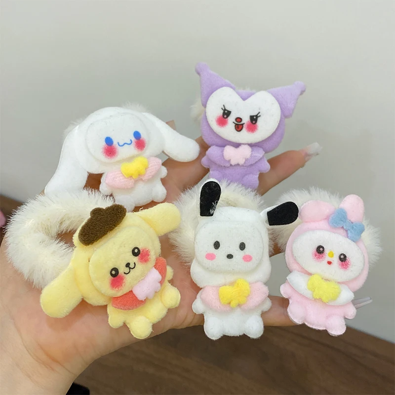 

2024 Kawaii Sanrio Kuromi My Melody Anime Scrunchie Girl Heart Cute Cartoon Cinnamoroll Pompompurin Hair Accessories Kid Gift